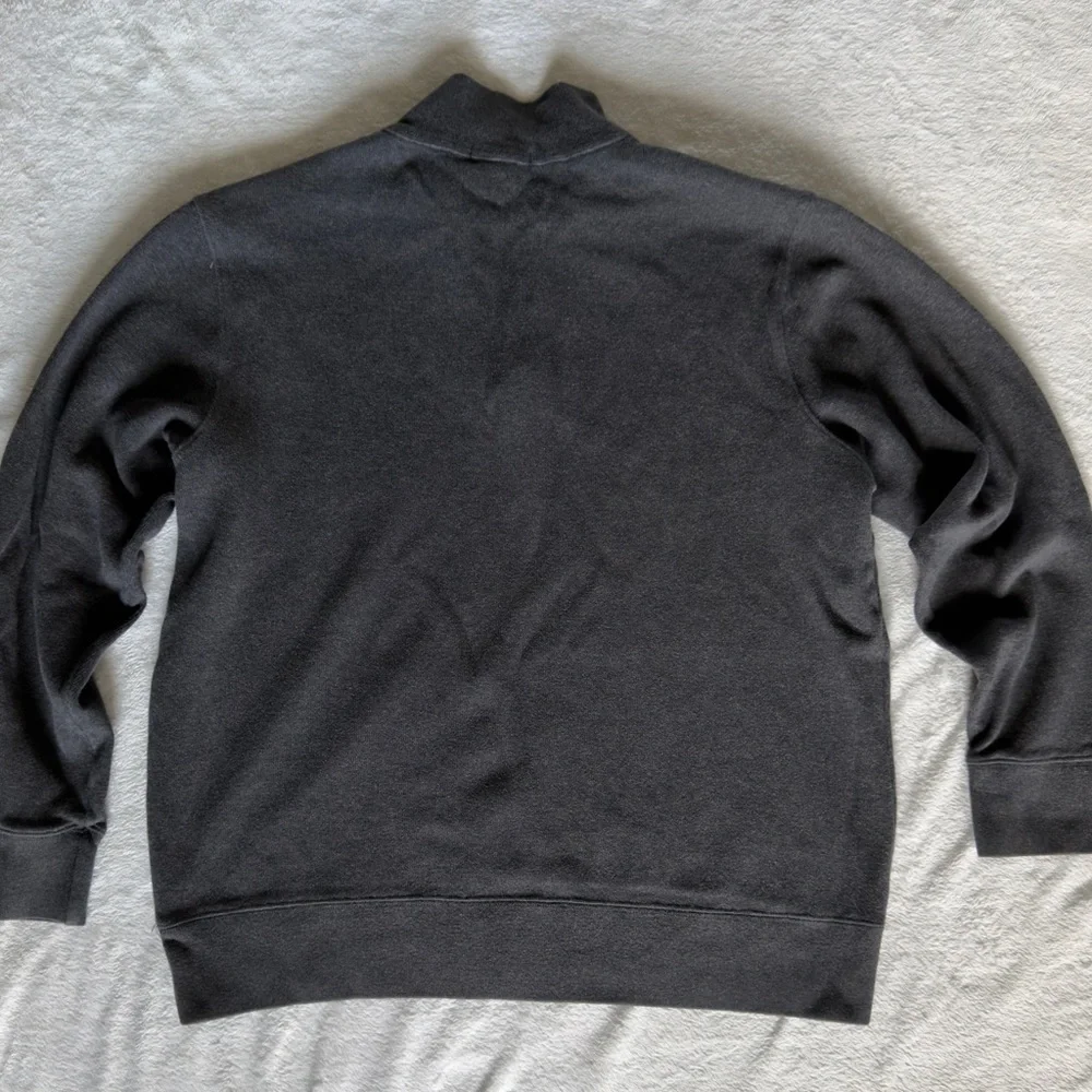 Lands' End Men's Dark Gray Quarter Zip Sweater - Picture 2 of 3